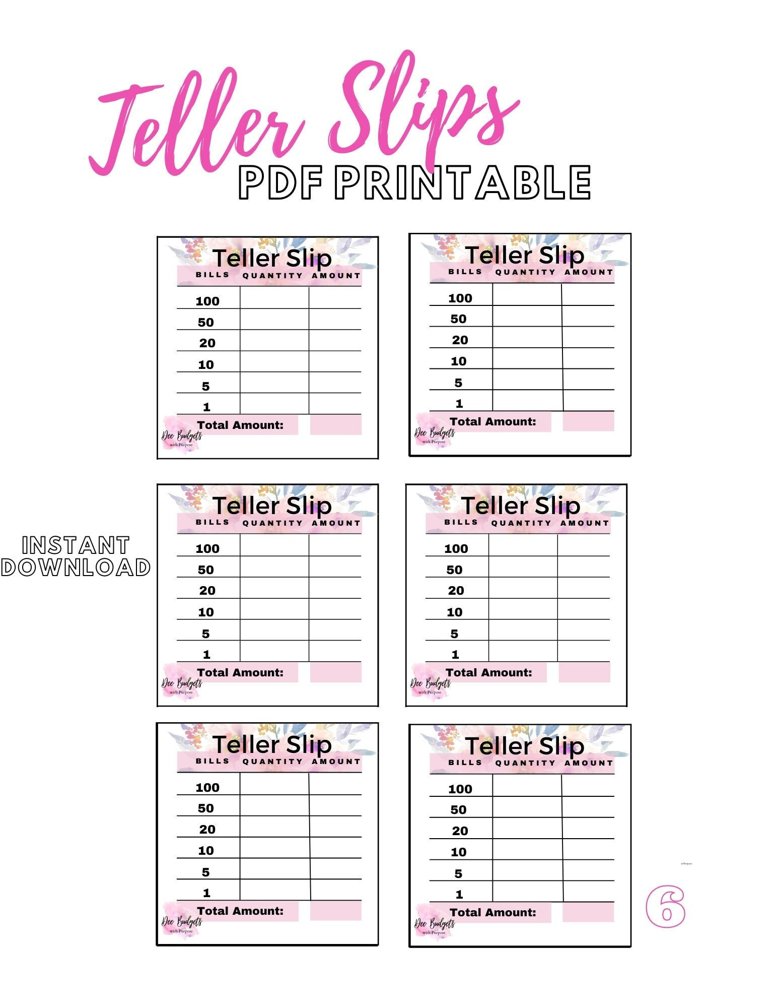 Teller Slips, Cash Breakdown, Printable Cash Breakdown, Bank pertaining to Teller Slip Printable Free