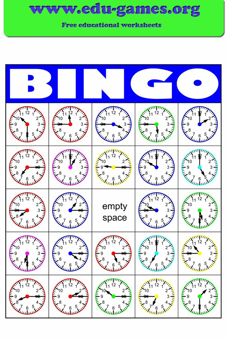 Telling Time Bingo Card Generator | Edu-Games intended for Educational Bingo Cards Time
