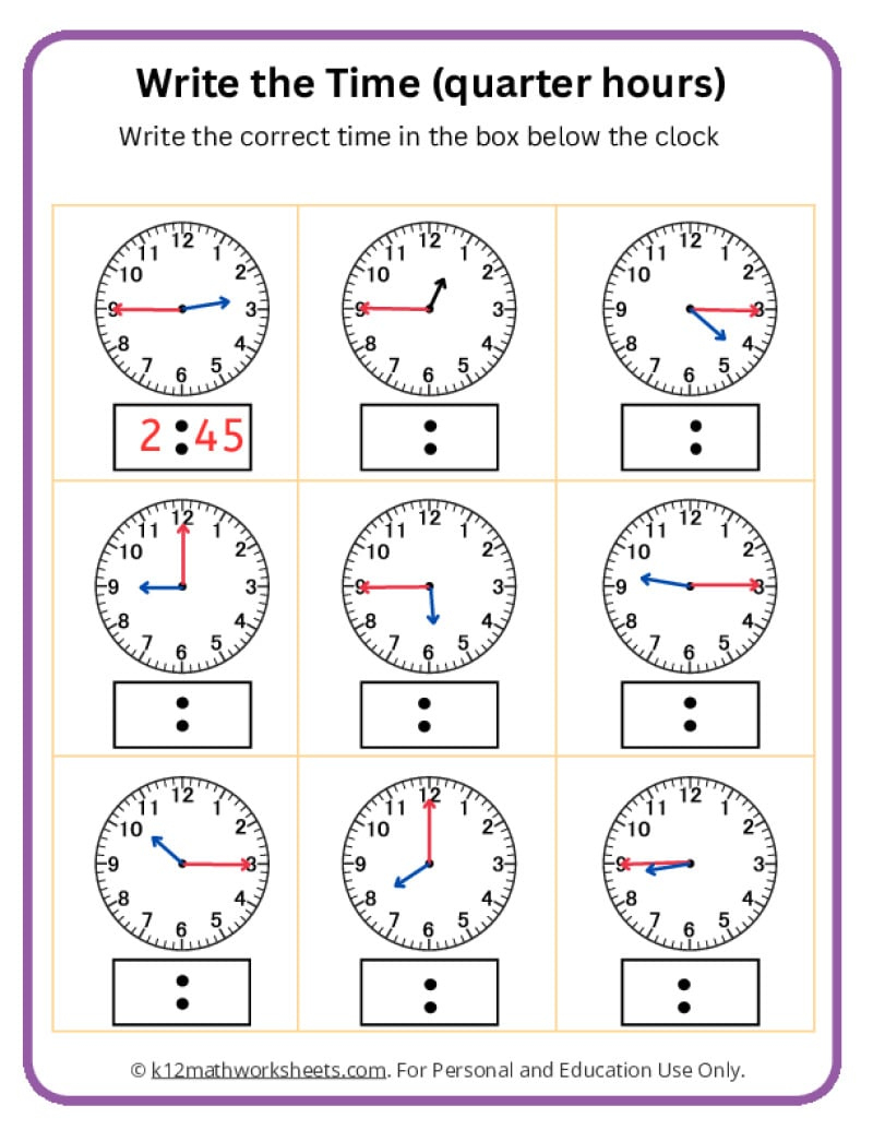 Telling Time Worksheets intended for Printable Telling Time Worksheet