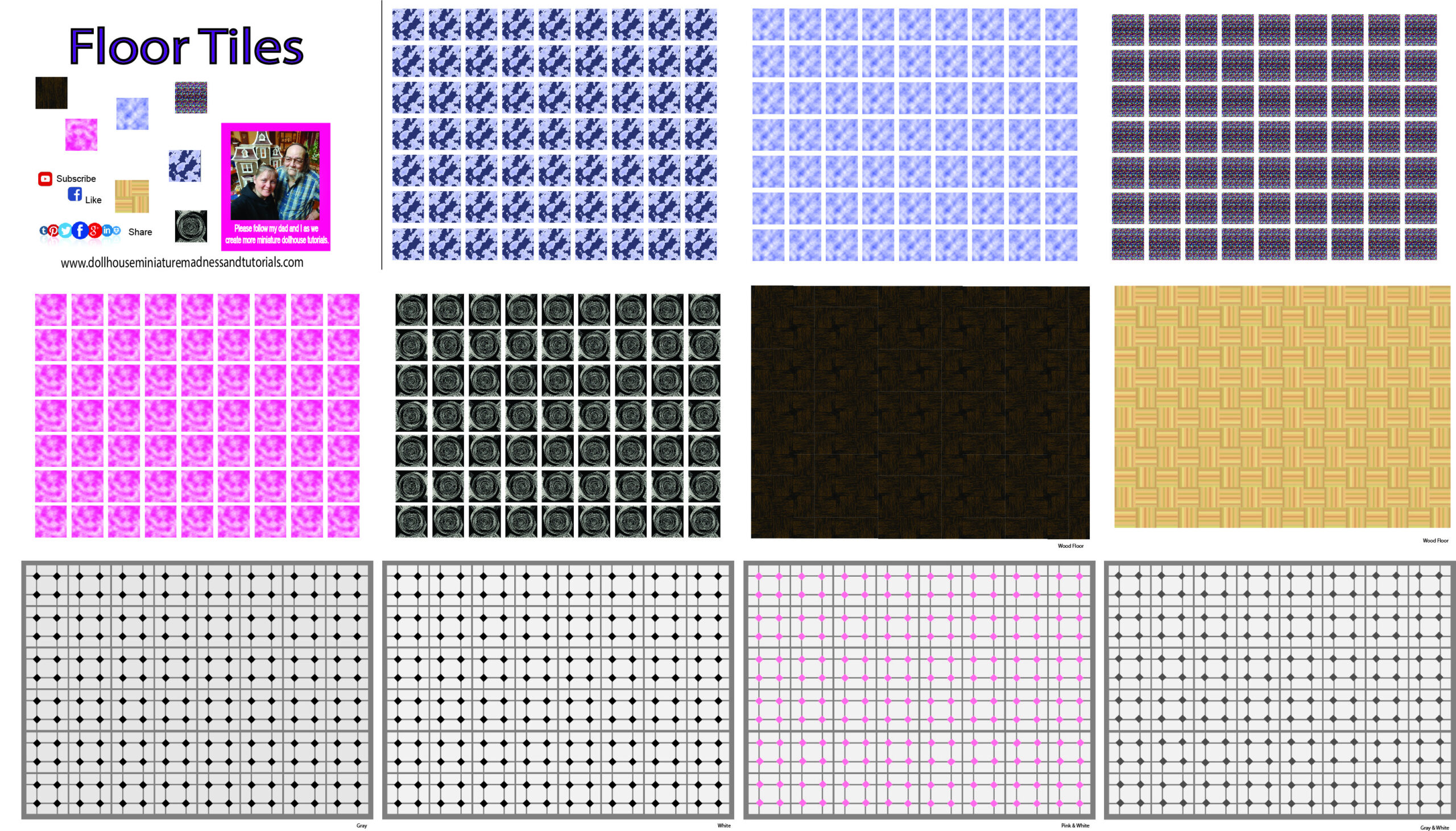 Templates-Floor &amp;amp; Wall - Dollhouse Miniature Madness And Tutorials pertaining to Dolls House Flooring Free Printables