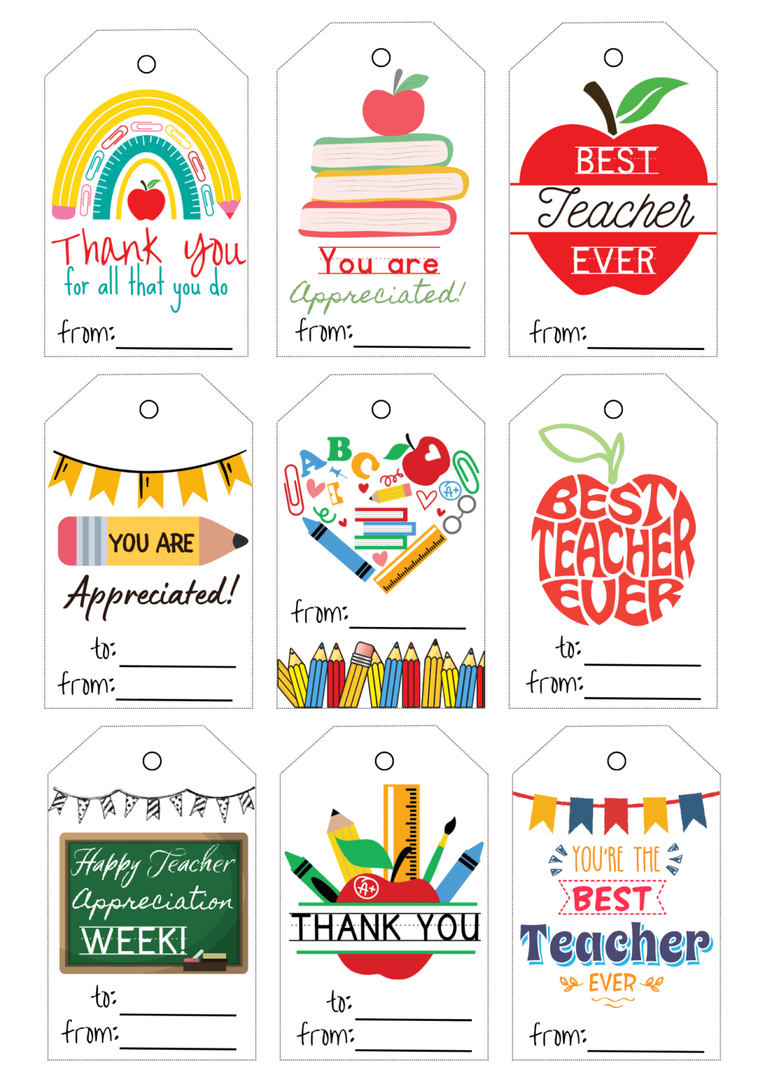 Thank You Teacher Tags Printable Free with regard to Free Printable Teacher Gift Tags