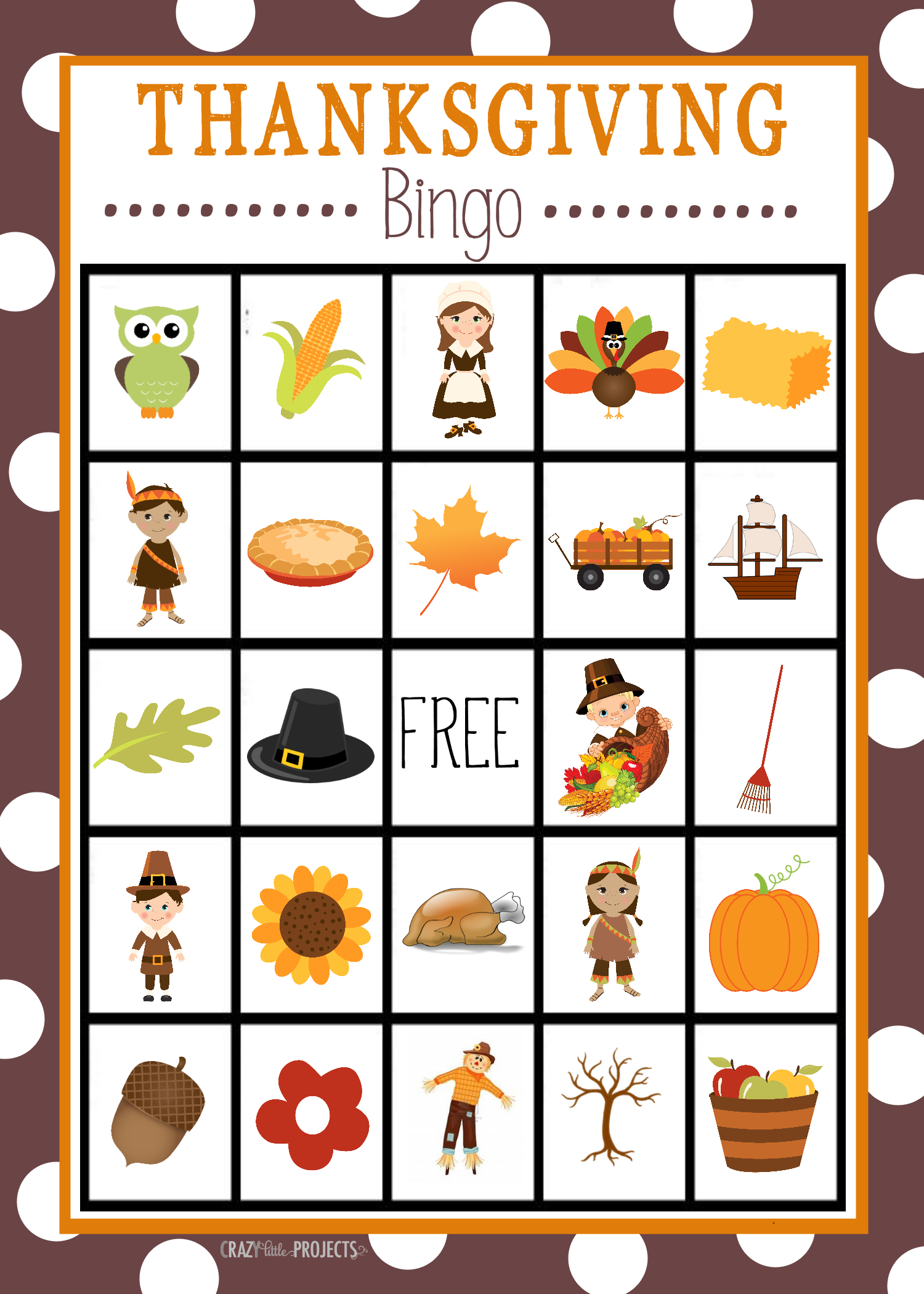 Thanksgiving Bingo Game - Crazy Little Projects in Thanksgiving Bingo Printable Cards