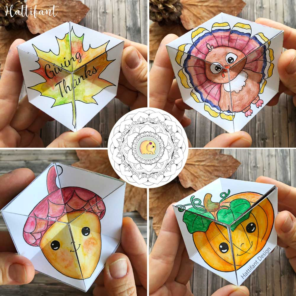 Thanksgiving | Kaleidocycle Paper Toy To Color &amp;amp; Craft - Hattifant in Free Printable Thanksgiving Flextangle Templates