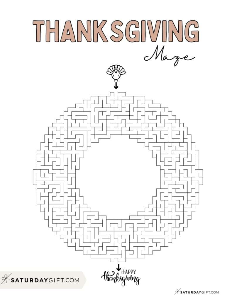 Thanksgiving Maze Printable - Cute &amp;amp; Free Templates | Saturdaygift in Free Printable Thanksgiving Mazes