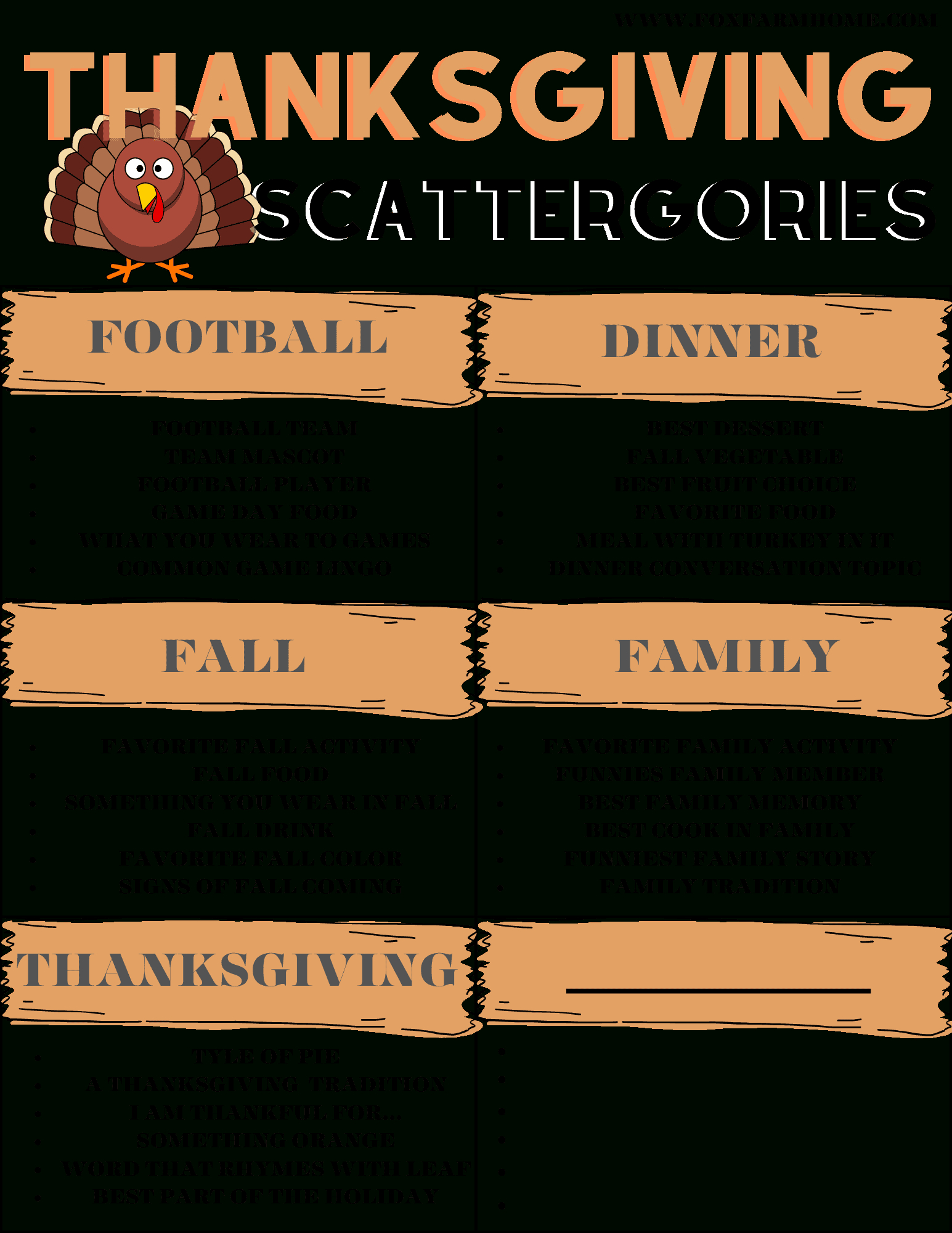 Thanksgiving Scattergories Game With Free Printables - Fox Farm Home throughout Thanksgiving Scattergories Free Printable