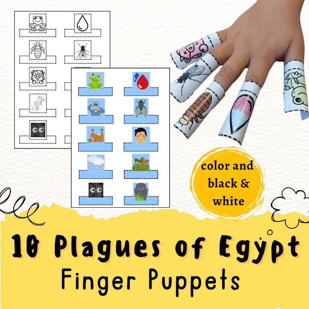 The 10 Ten Plagues Finger Puppets Printable, Sunday School Craft for 10 Plagues Finger Puppets Printable
