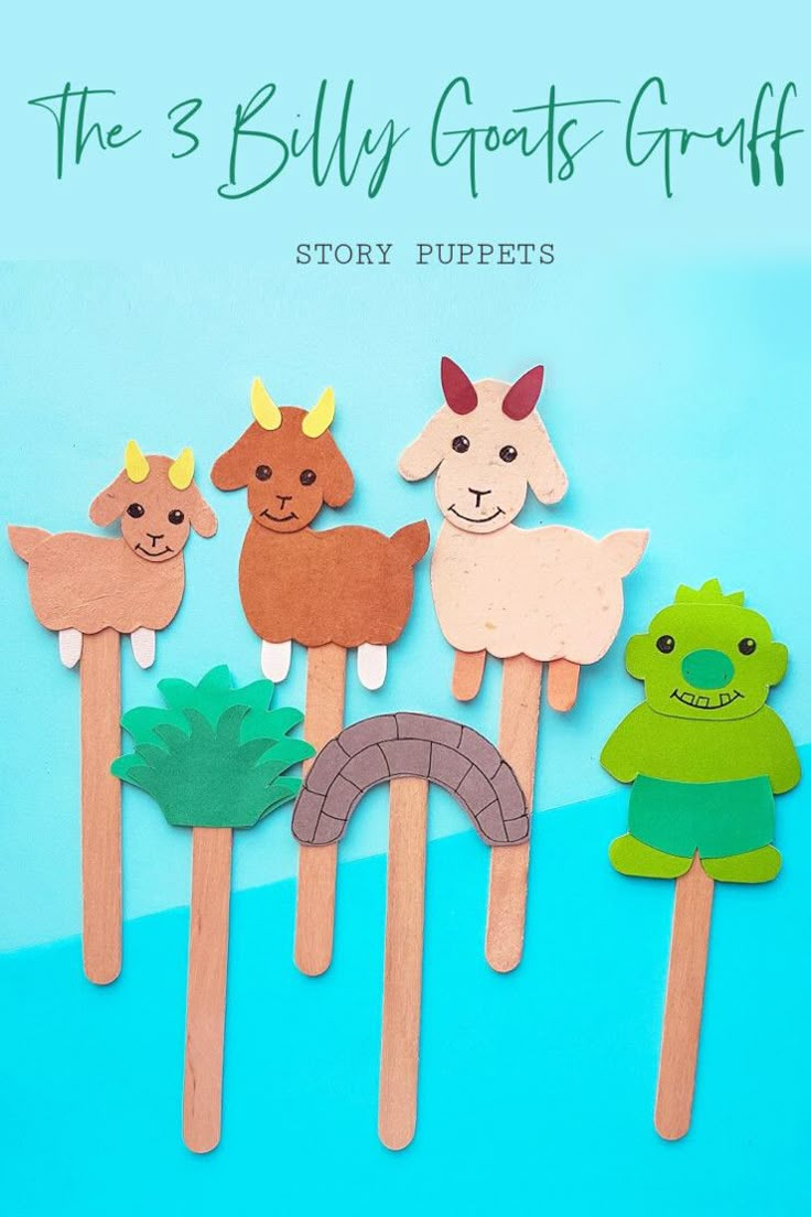 The 3 Billy Goats Gruff Story Puppets - Free Printable Template! throughout Three Billy Goats Gruff Stick Puppets Printable Free