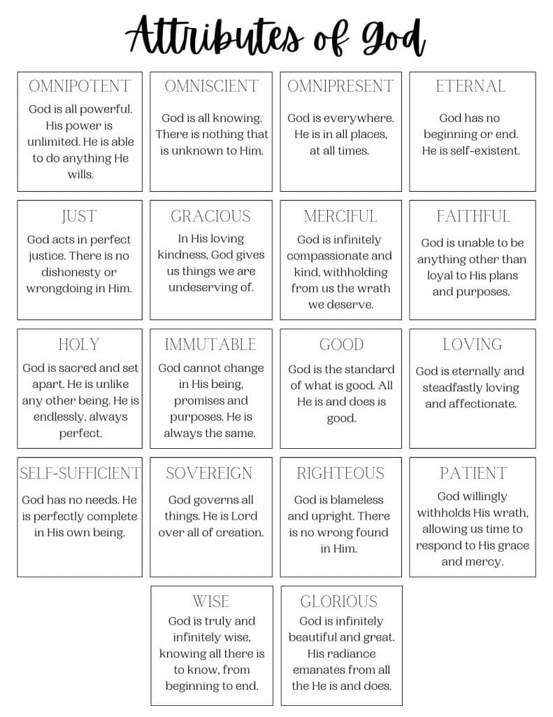 The Attributes Of God (With Free Printable For Bible Study!) for Free Women&amp;amp;#039;s Bible Studies Printable