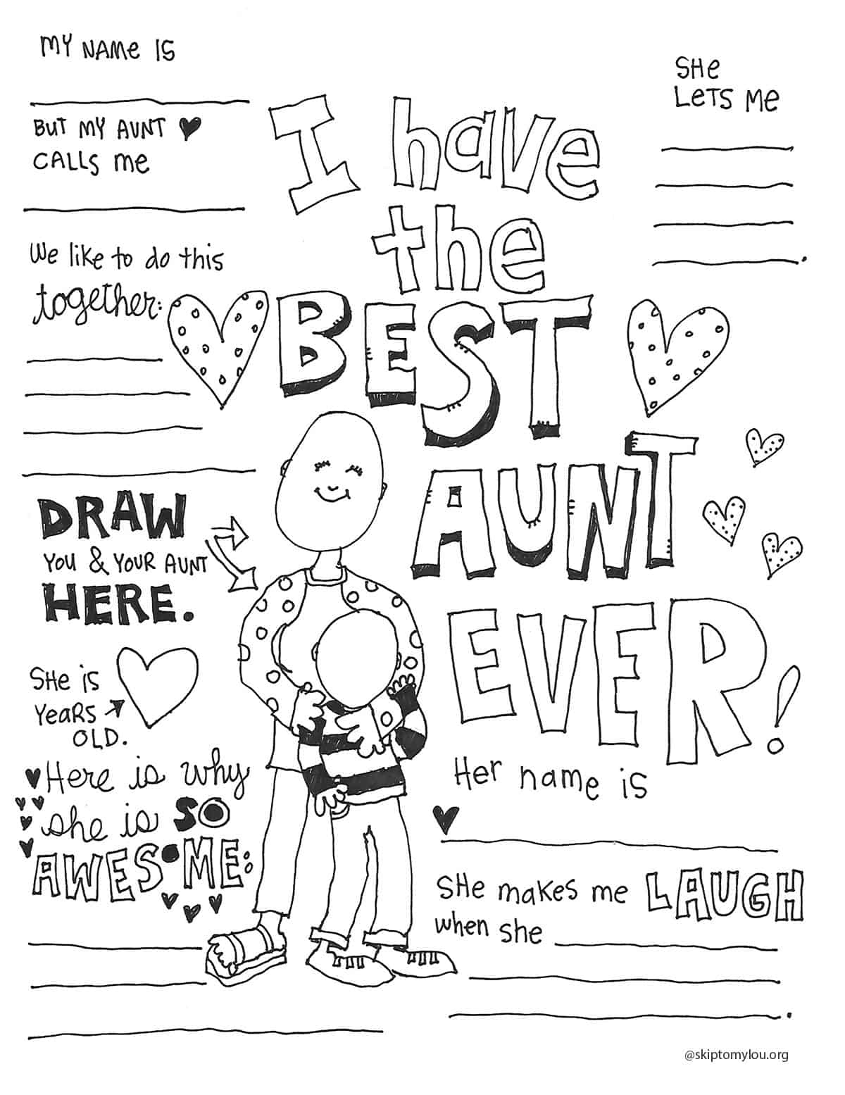 The Best Aunt Coloring Page | Skip To My Lou - Worksheets Library inside Free Printable Birthday Card For Aunt