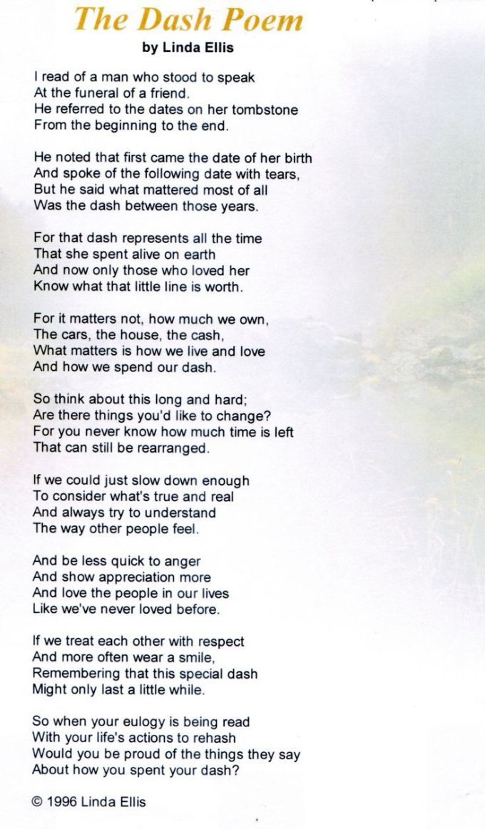 The Dash Poem Printable Pdf - Google Search within Printable the Dash Poem