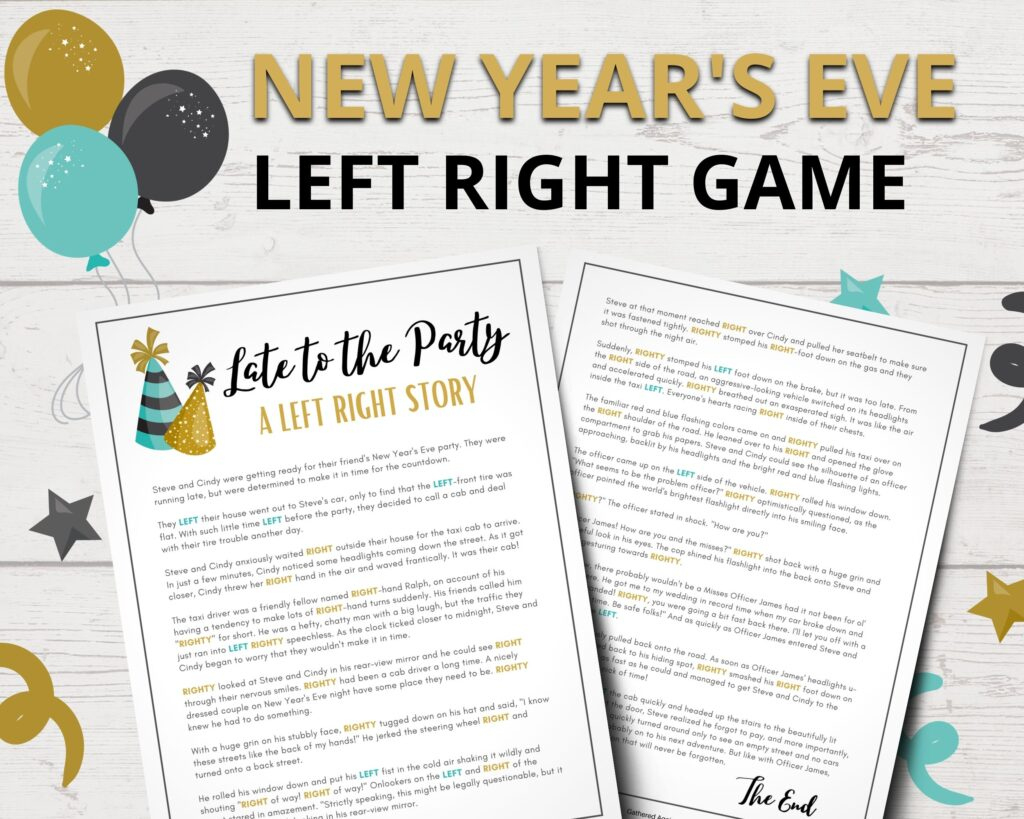 The Funniest New Year&amp;#039;S Eve Left Right Game! throughout Printable Left Right Game Story Any Occasion