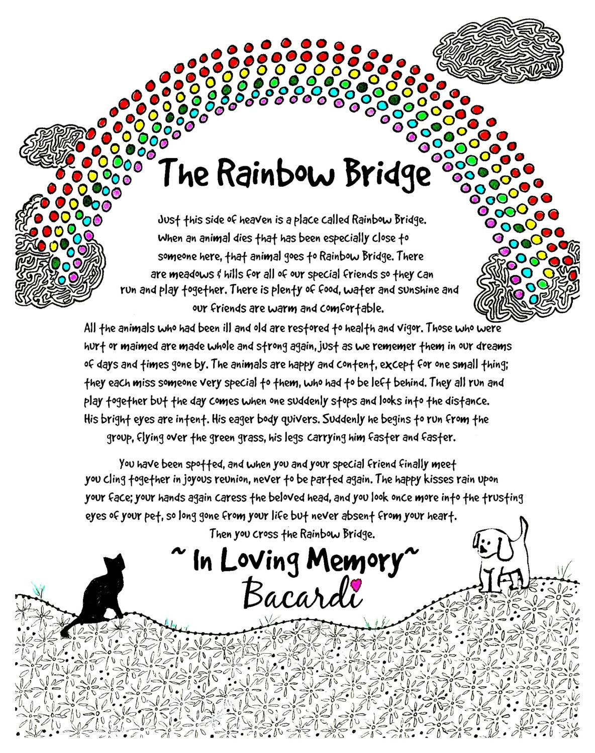The Rainbow Bridge Poem. Personalize This Print With Your Pet&amp;#039;S Name. in Poem Rainbow Bridge Printable