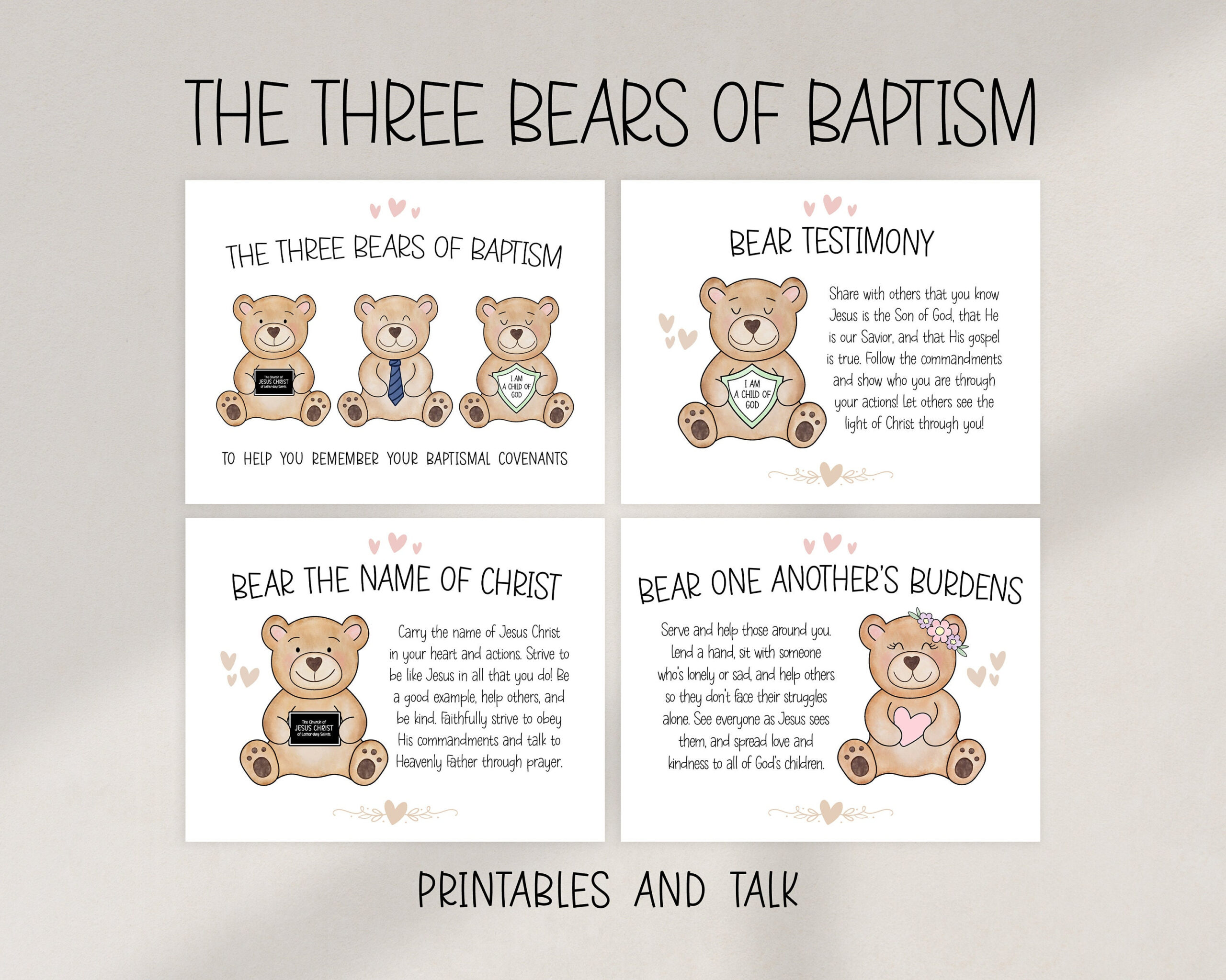 The Three Bears Of Baptism Lds Printable Kit | Baptism Talk, Signs pertaining to 3 Bears Of Baptism Free Printable
