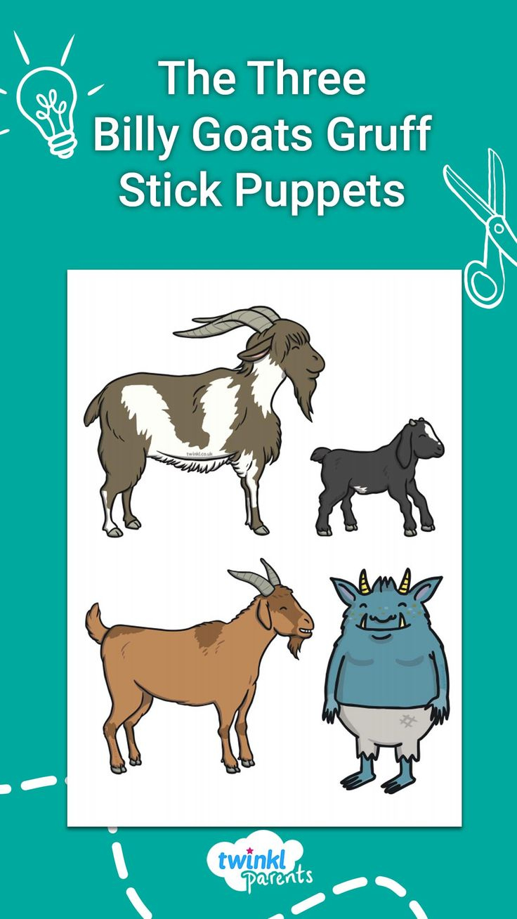 The Three Billy Goats Gruff Stick Puppets regarding Three Billy Goats Gruff Stick Puppets Printable Free