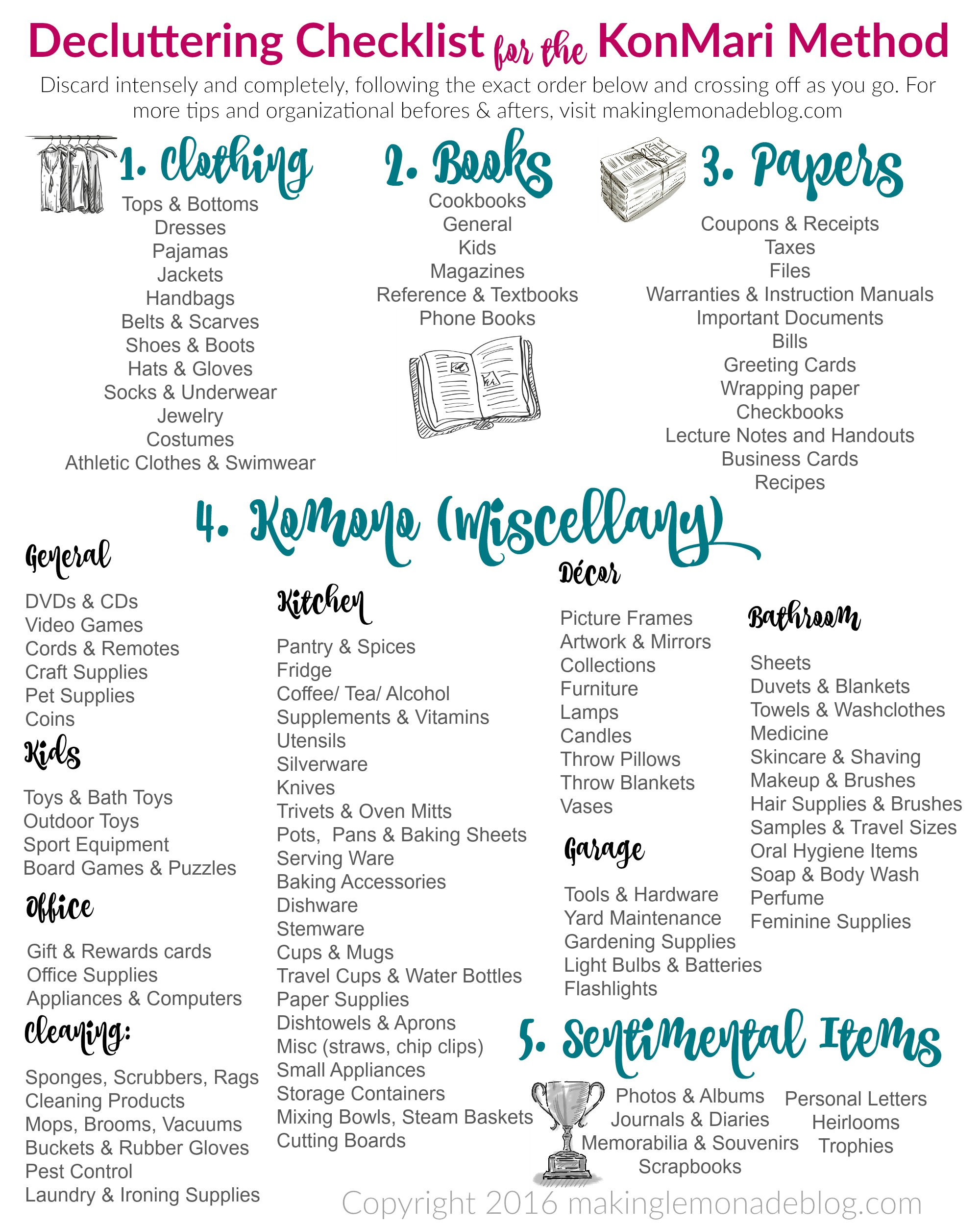 The Ultimate Free Printable Decluttering Checklist For Konmari intended for Free Printable Decluttering Checklist