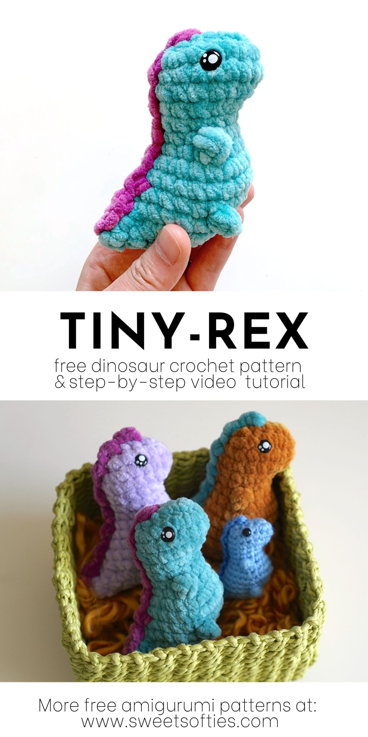 Tiny-Rex The Pocket Dino · No-Sew Amigurumi Dinosaur! · Free throughout Free Printable Crochet Dinosaur Patterns