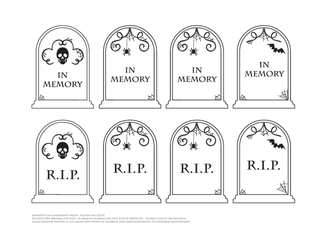 Tombstone Printable Halloween Cupcake Toppers - Merriment Design intended for Printable Tombstone Cupcake Toppers