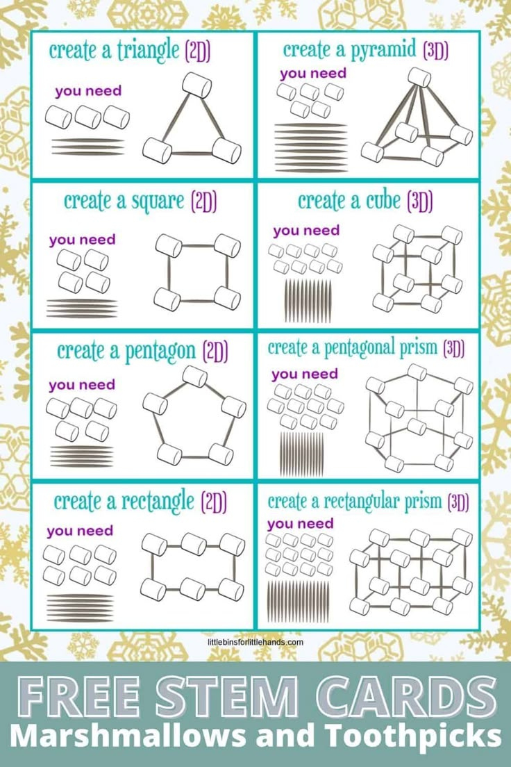 Toothpick And Marshmallow Tower Challenge with regard to Free Printable Marshmallow And Toothpick Geometry Cards