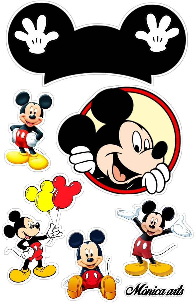 Topper De Bolo Mickey | Aniversário De Panda, Mickey Mouse for Free Printable Mickey Mouse Cake Topper Printable
