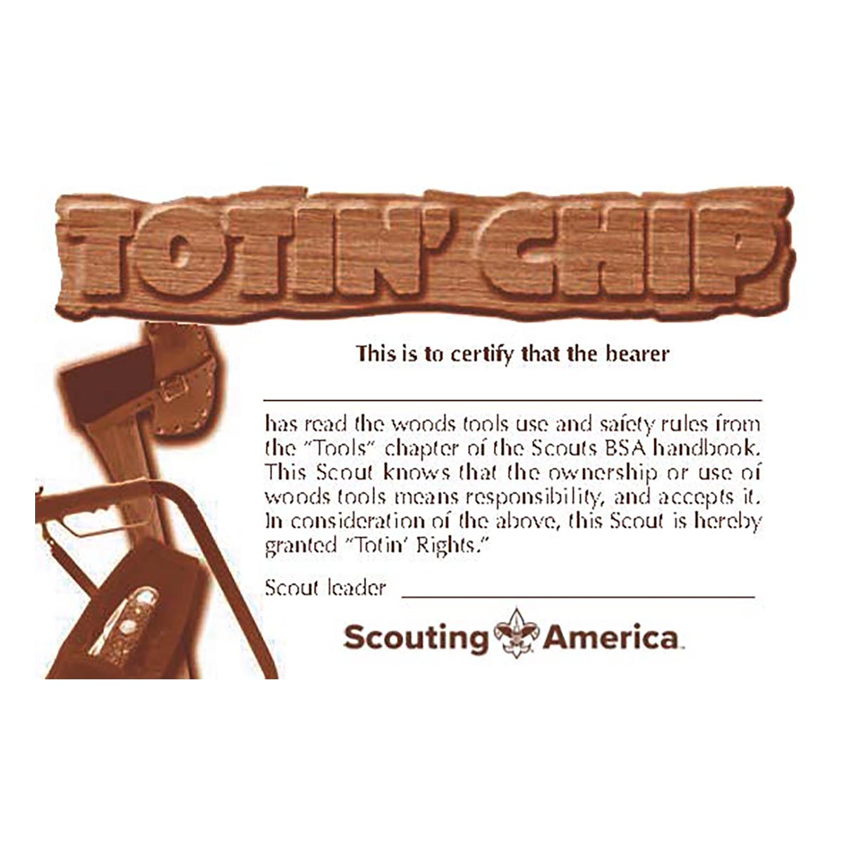 Totin&amp;#039; Chip Pocket Certificate | Scouting America in Printable Totin Chip Card