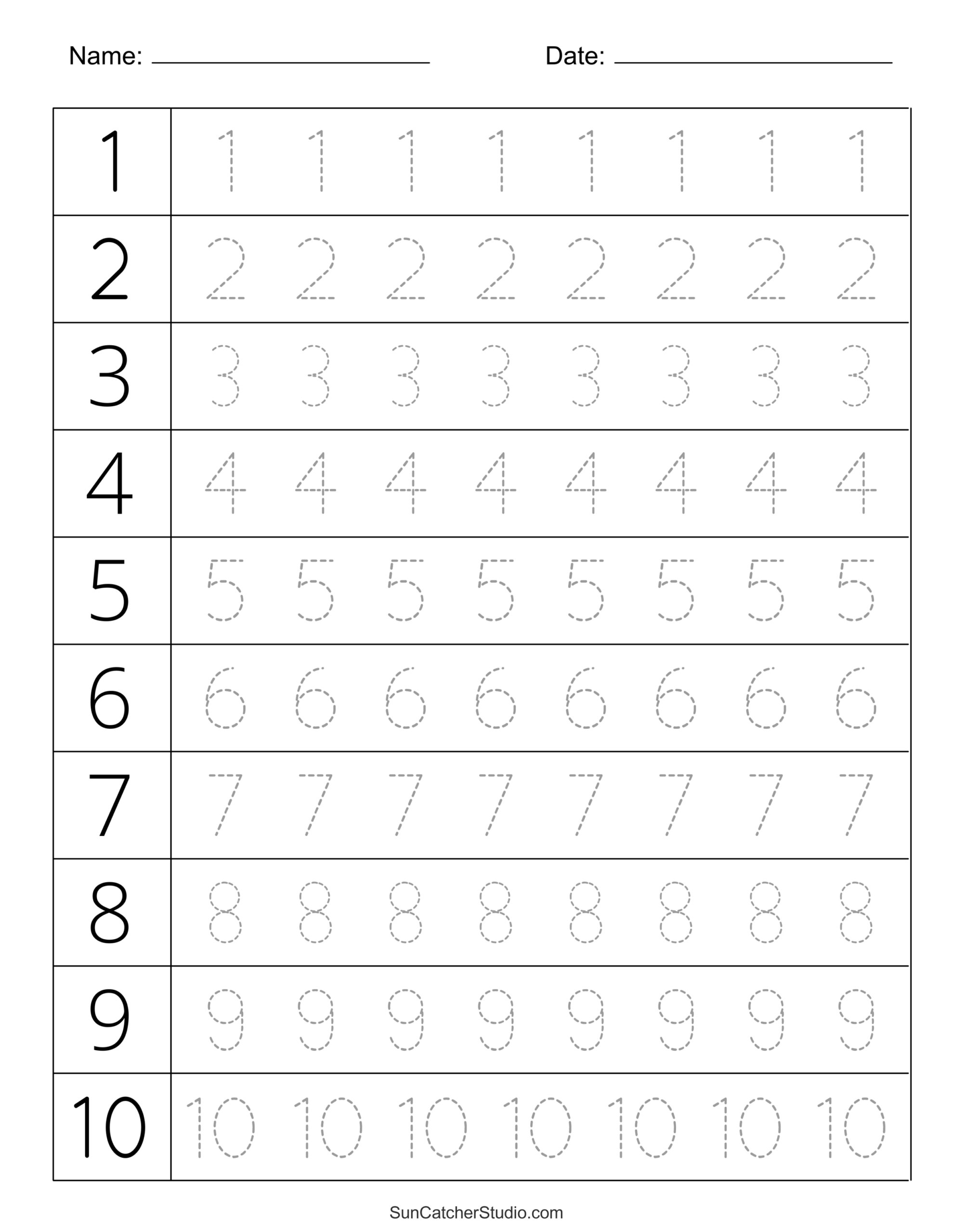 Tracing Numbers (Free Printable Practice Pdf Worksheets) – Free with regard to Traceable Numbers Worksheet Printable