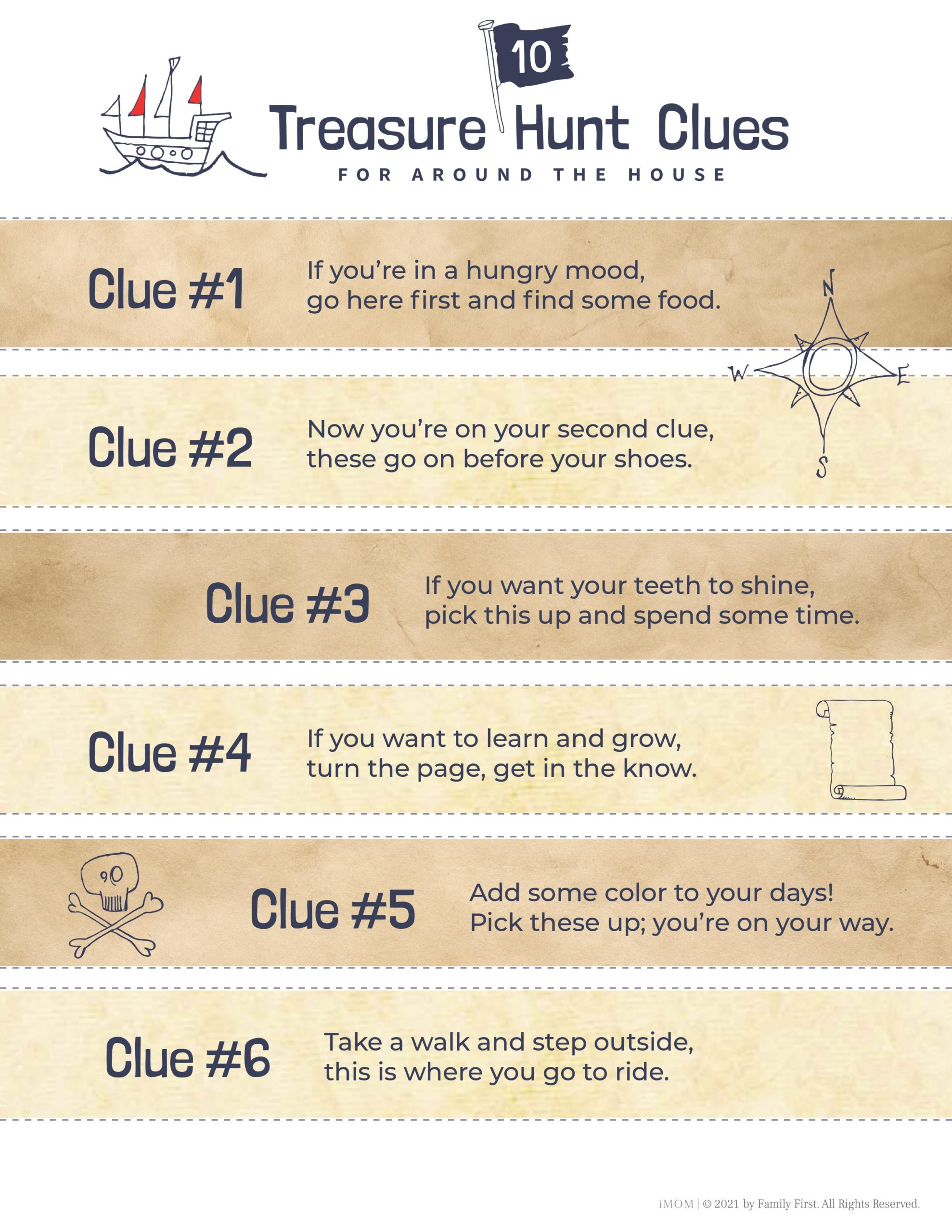 Treasure Hunt Clues - Imom intended for Printable Pirate Treasure Hunt Clues