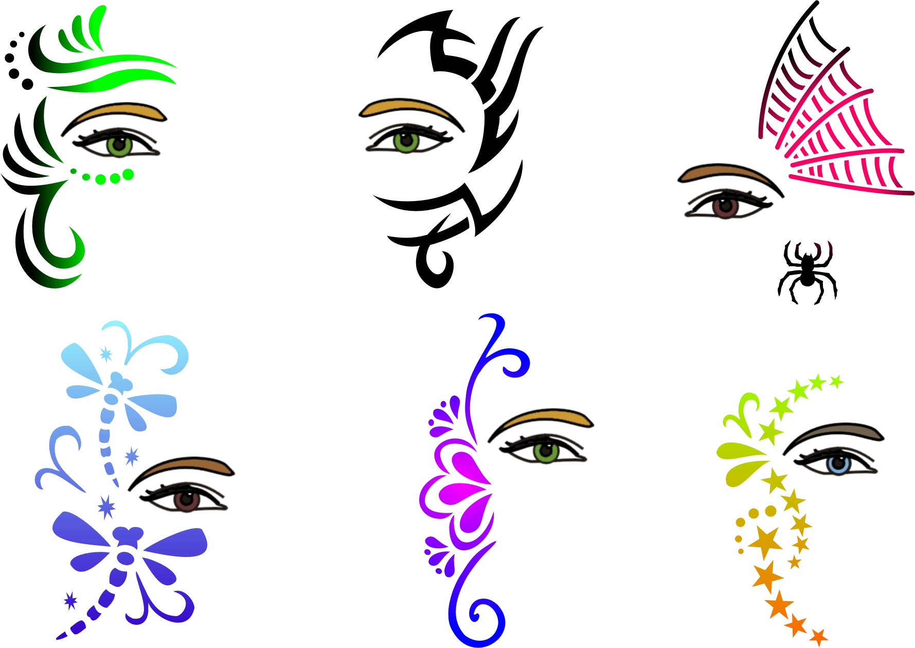 Trendy Tribals, Inc. - Full Face And Hair Stencils - All pertaining to Free Face Painting Stencils Printable