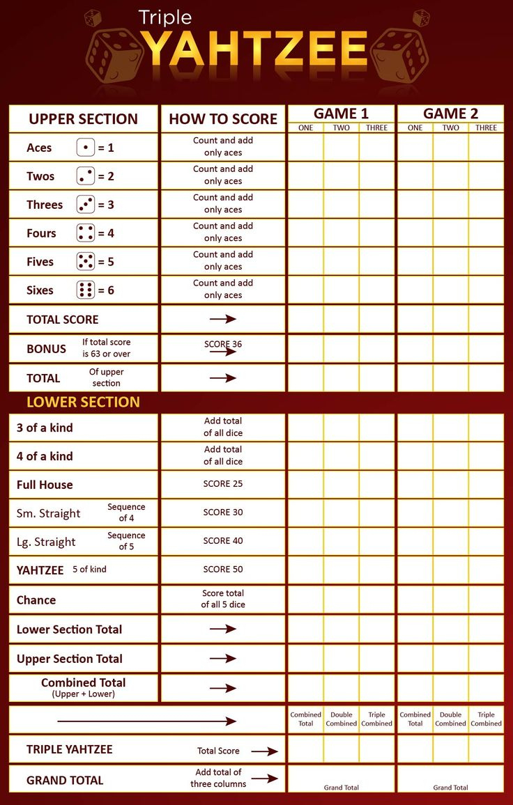 Triple Yahtzee Score Pads - 10 Free Pdf Printables | Printablee regarding Triple Yahtzee Score Sheet Printable Free