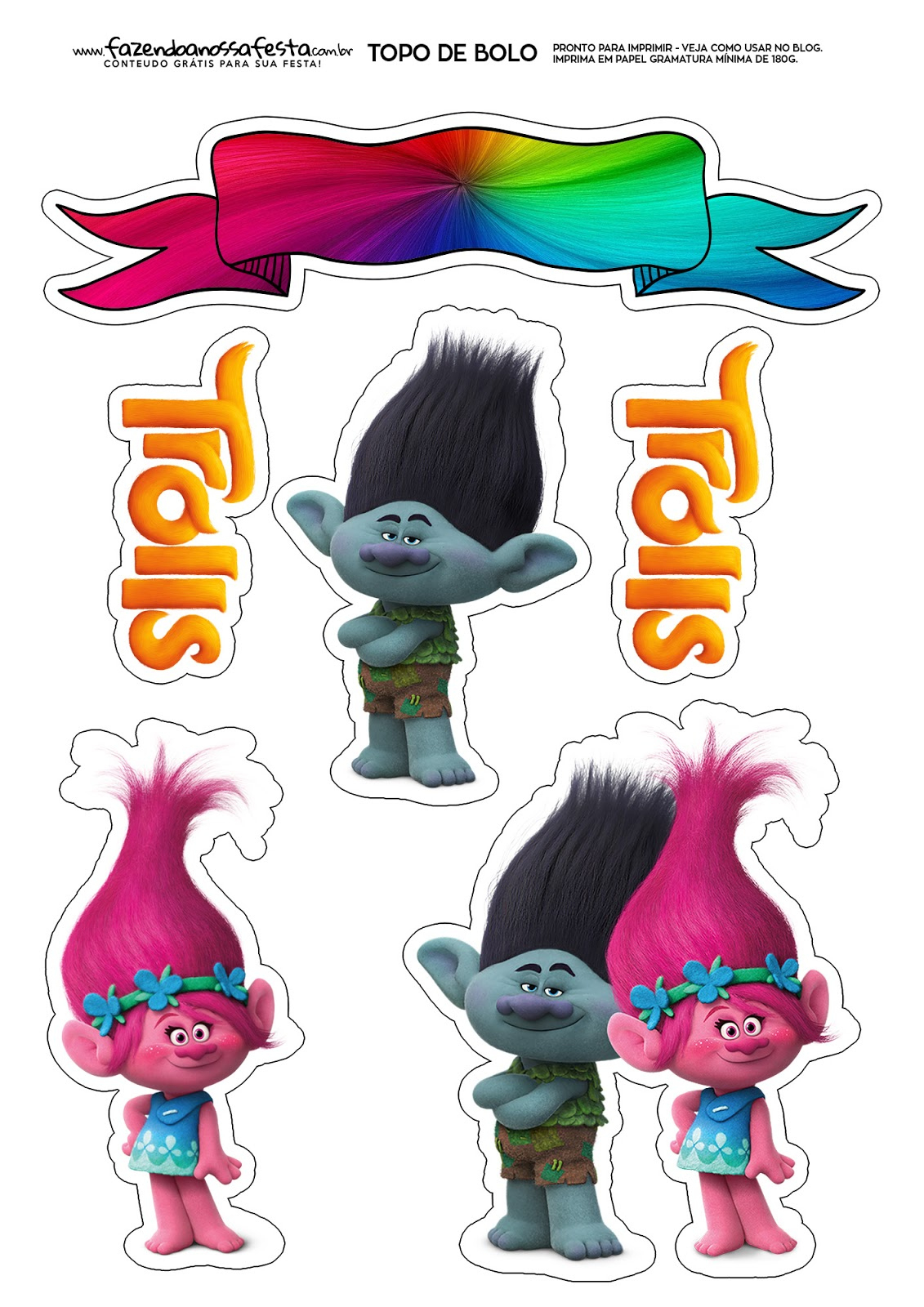 Trolls: Free Printable Cake Toppers. - Oh My Fiesta! In English inside Trolls Party Printables Free