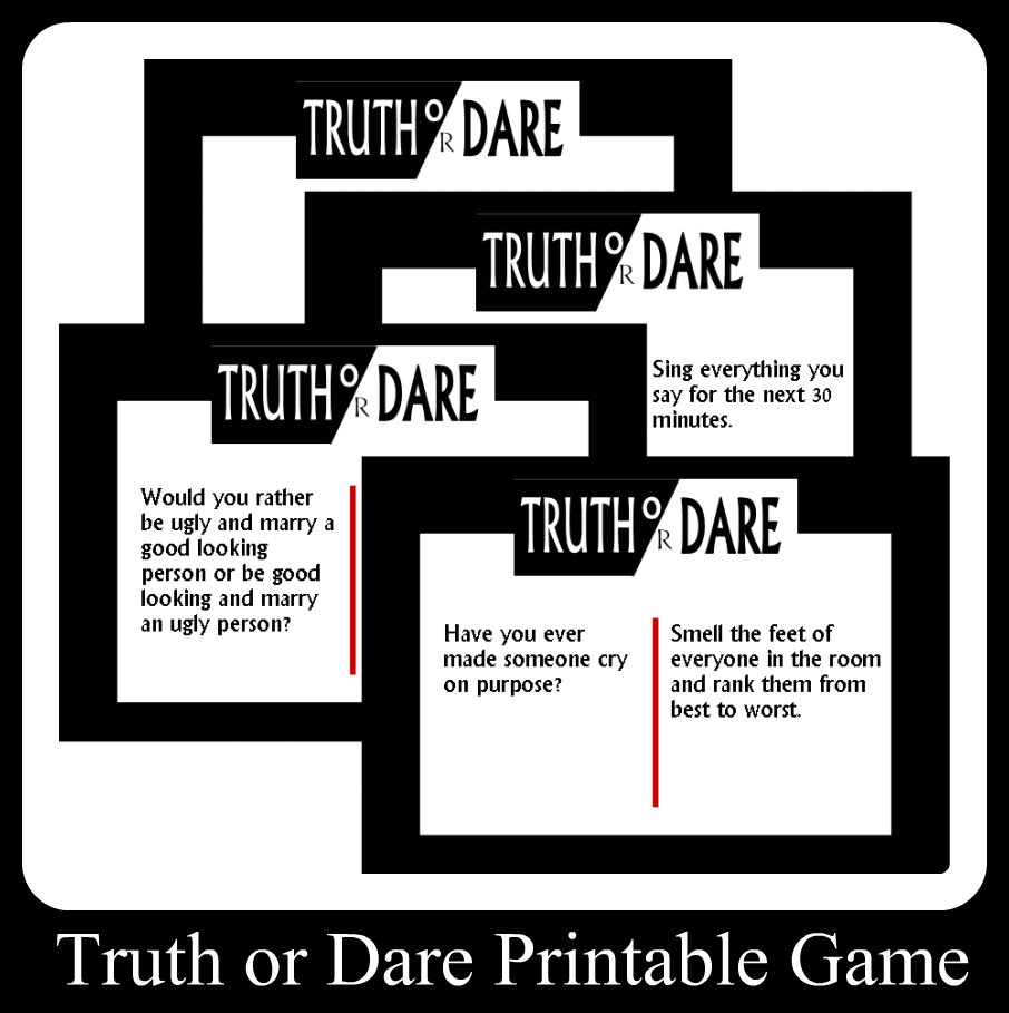 Truth Or Dare Printable Game Cards within Printable Truth Or Dare Cards For Adults