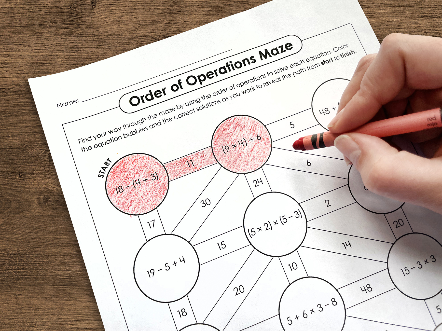 Try An Order Of Operations Maze! in Order of Operations Games Printable