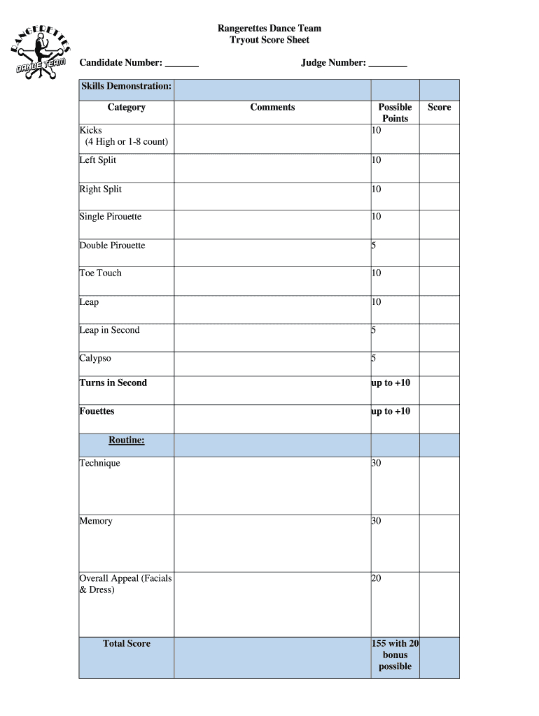 Tryout Score: Fill Out &amp;amp; Sign Online | Dochub intended for Tryout Numbers Printable Free