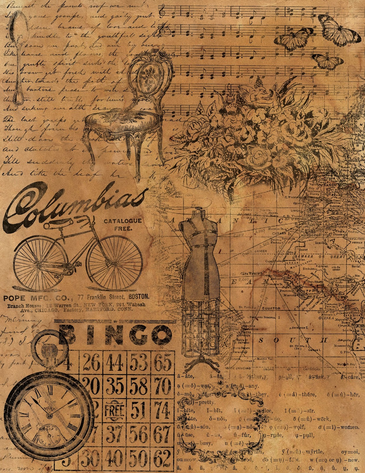 Tsunami Rose Designs: Free Printable Scrapbook Paper- Vintage throughout Tsunami Rose Free Printables