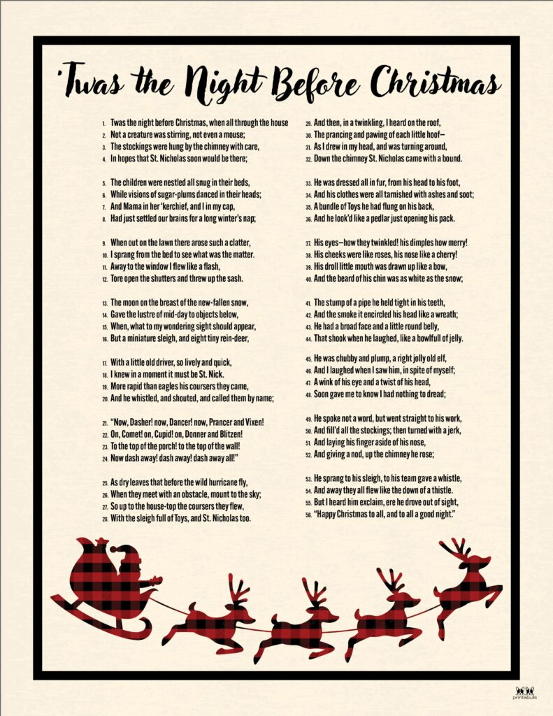 Twas The Night Before Christmas Printables | Printabulls pertaining to Twas The Night Before Jesus Came Free Printable