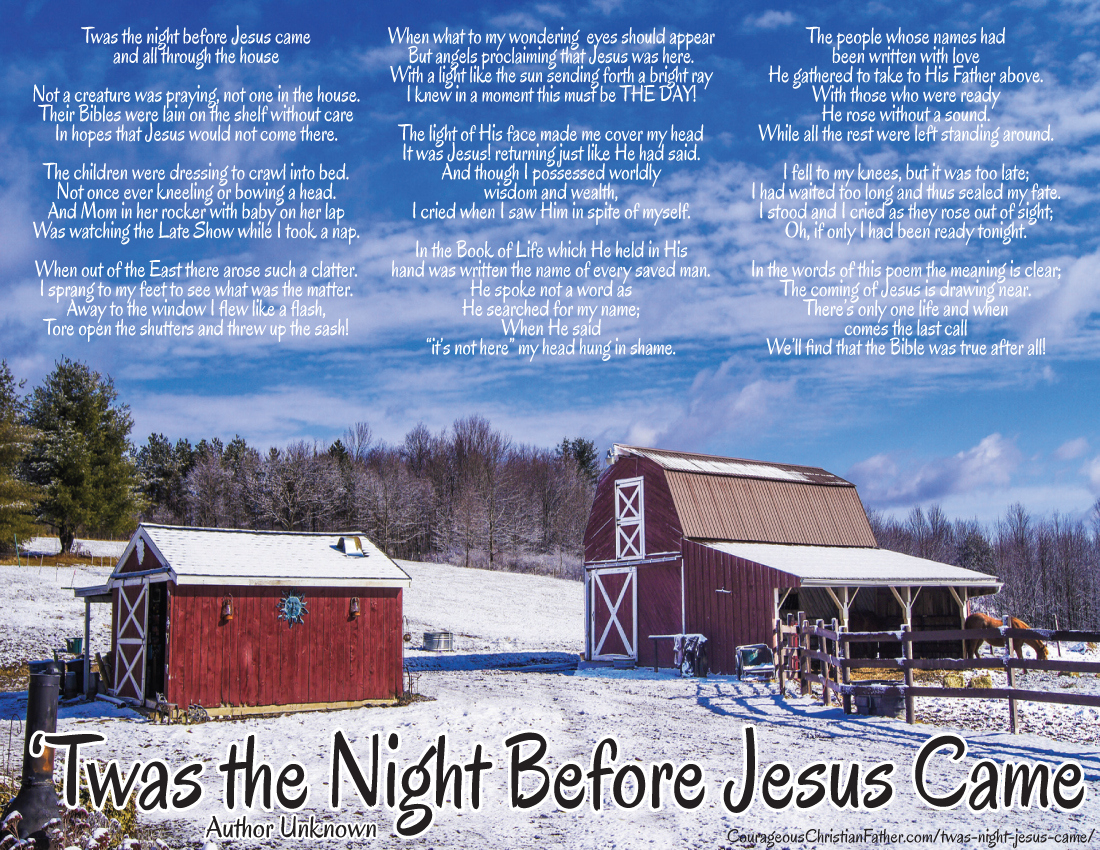 Twas The Night Jesus Came intended for Twas The Night Before Jesus Came Free Printable