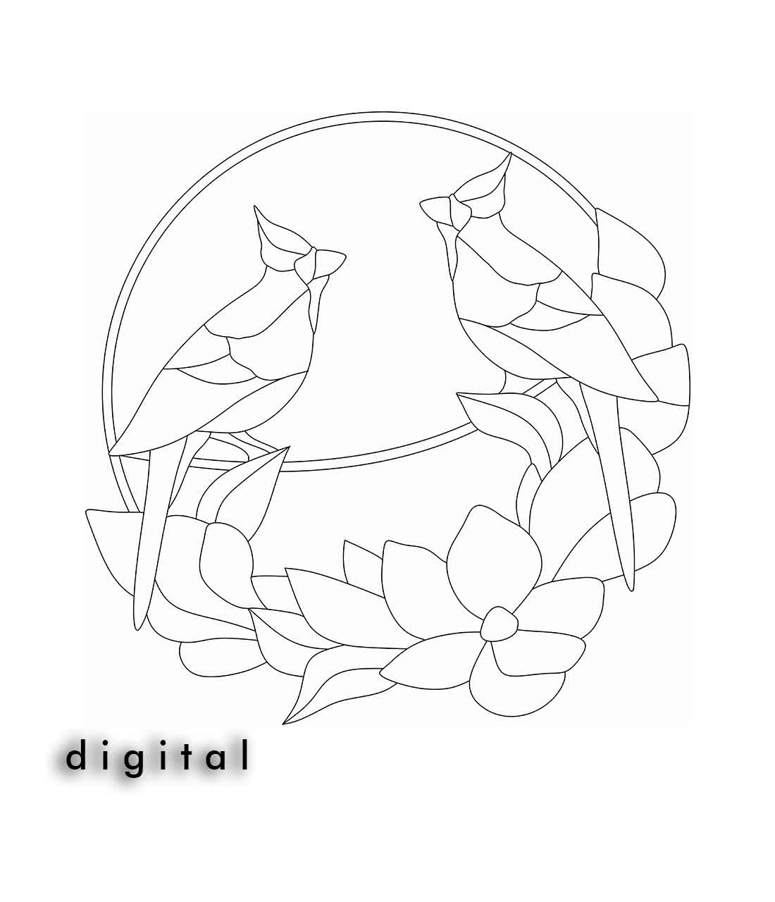 Two Cardinal Stained Glass Pattern - Crealandia regarding Printable Cardinal Stained Glass Pattern
