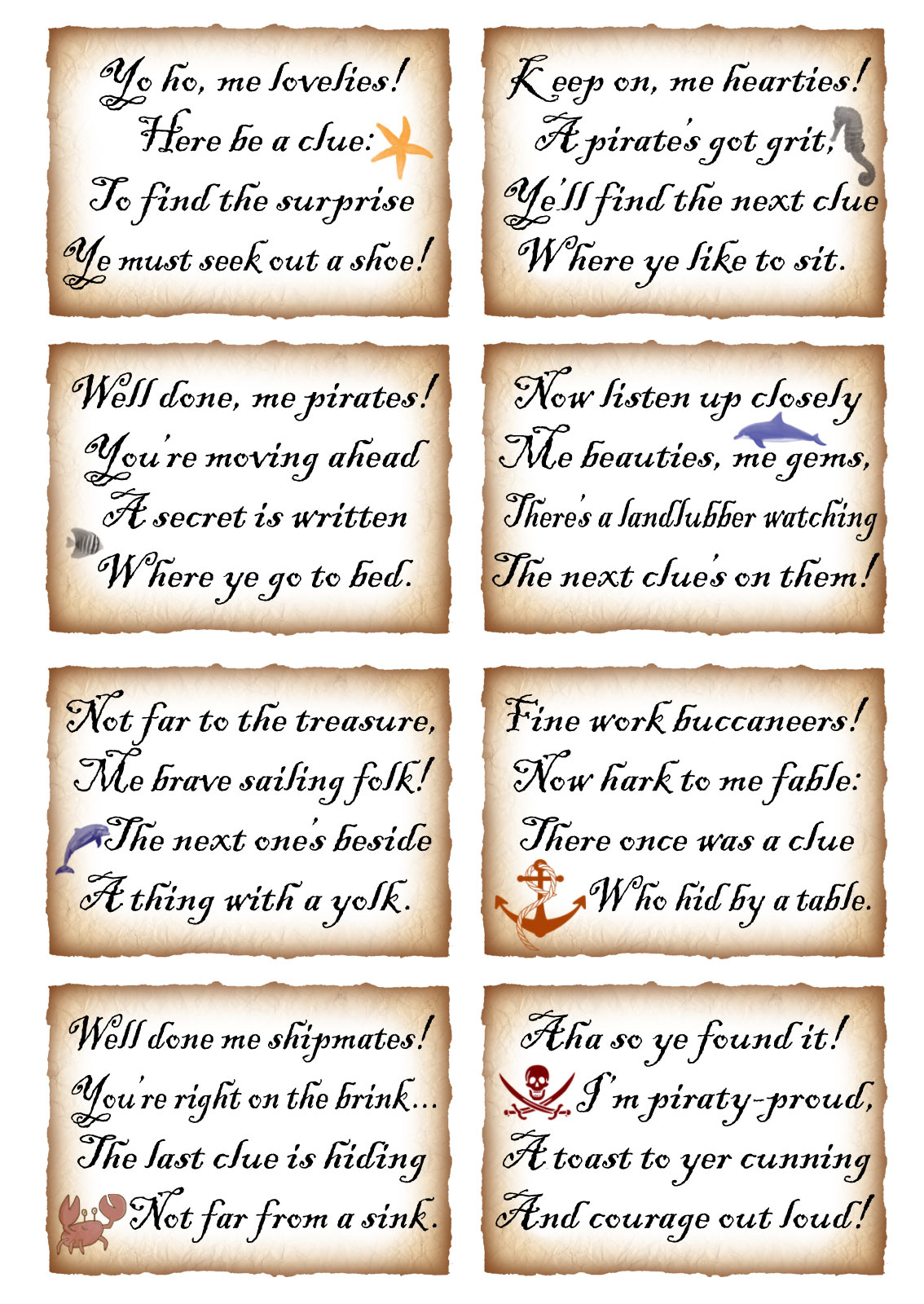 Two Treasure Hunts - Pirates And Mermaids - Rooftop Post pertaining to Printable Pirate Treasure Hunt Clues
