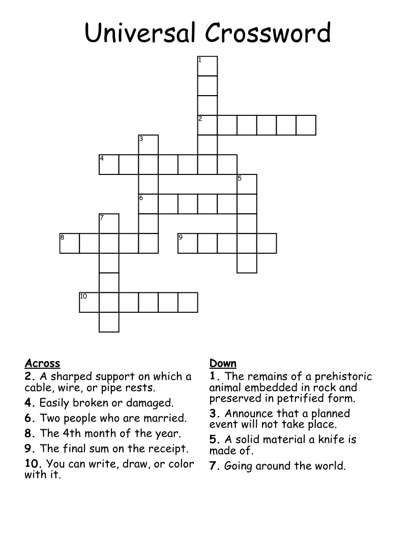 Universal Crossword - Wordmint with regard to Universal Crosswords Printable