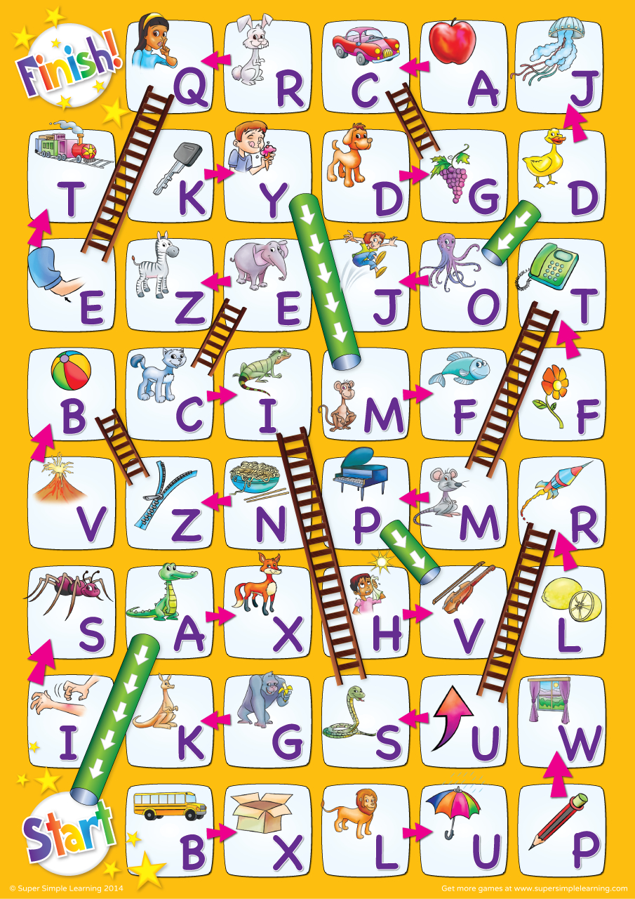 Uppercase Alphabet Chutes &amp;amp; Ladders Game - Super Simple in Chutes And Ladders Game Board Printable