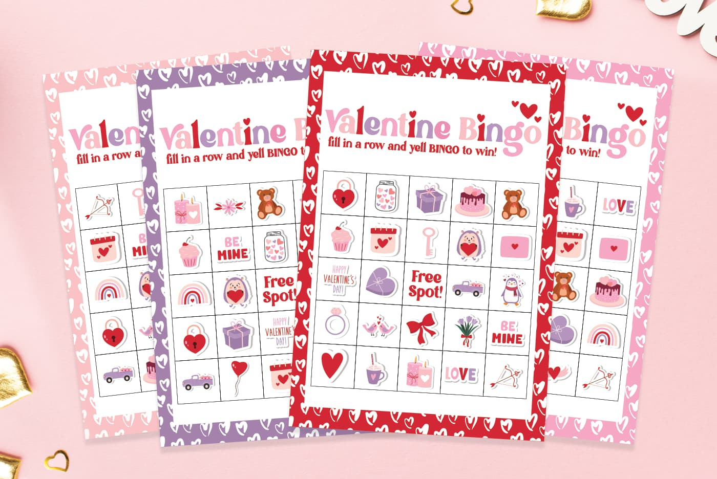 Valentines Bingo Cards - Free Printable Set Of 24 Cards in 24 Valentine Bingo Cards Free Printable