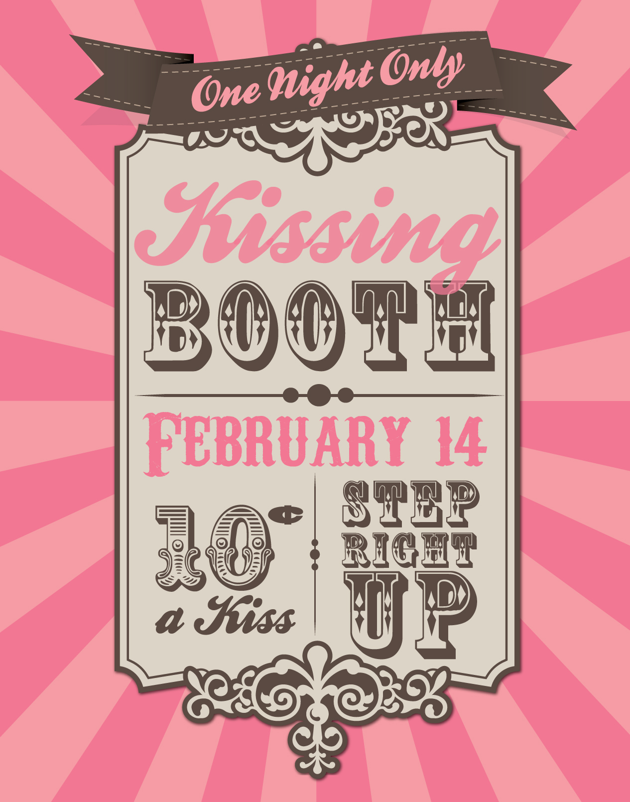 Valentine&amp;#039;S Day Printable: Vintage Kissing Booth Poster with Free Printable Kissing Booth Sign