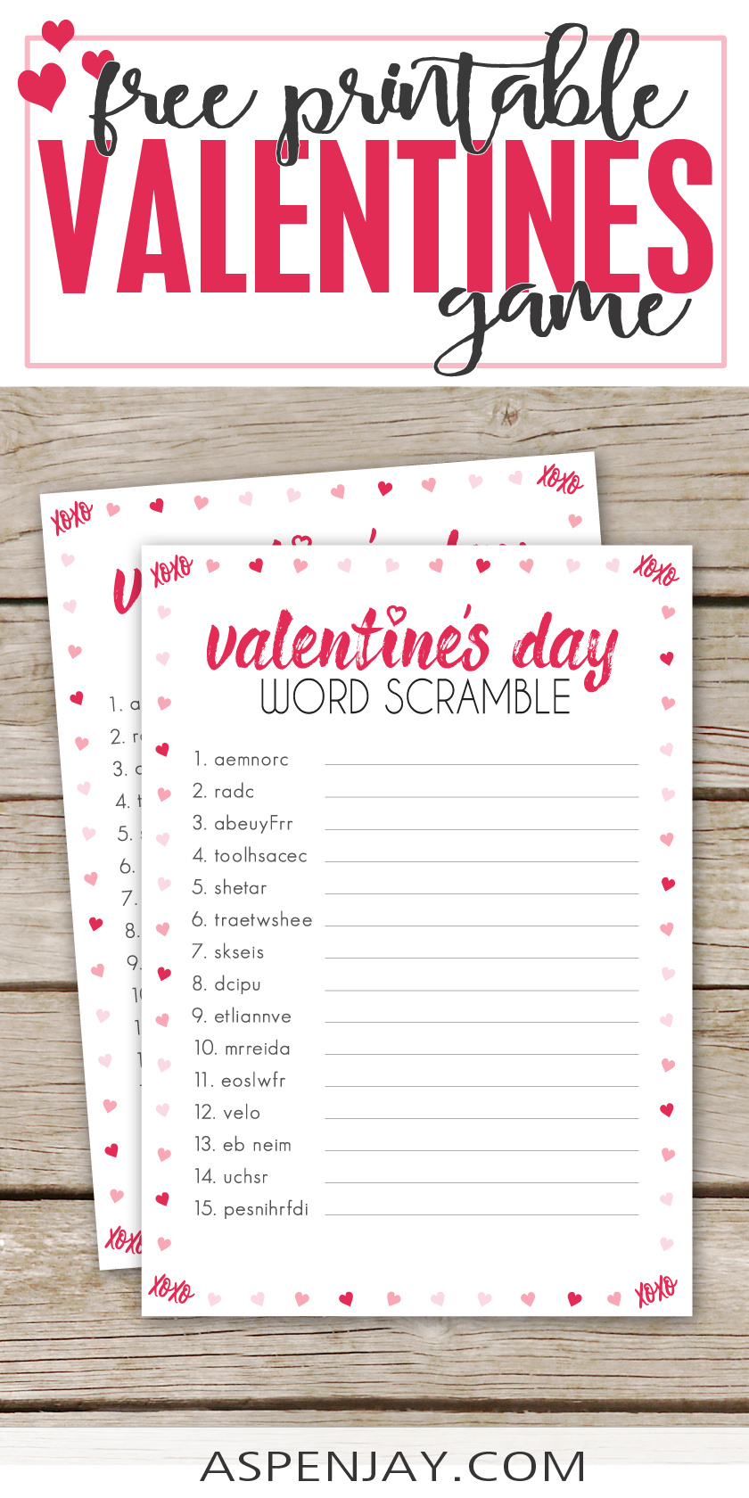 Valentine&amp;#039;S Day Word Scramble – Free Printable Game You&amp;#039;Ll Love in Free Printable Valentine Game