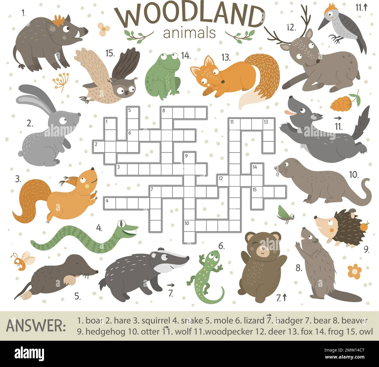Vector Crossword Puzzle With Forest Animals. Bright And Colorful with regard to Fox Crossword Puzzle Today Printable Free