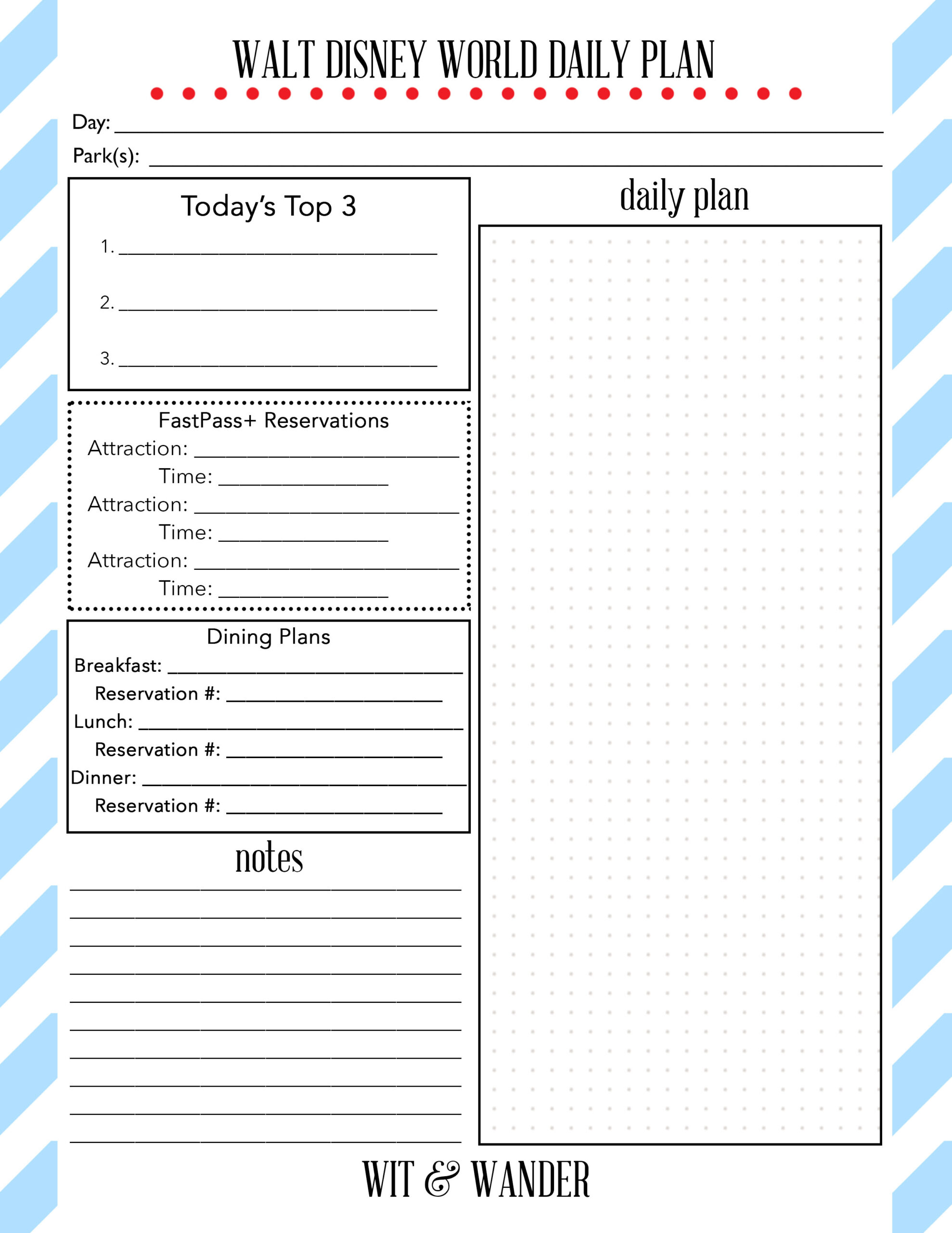 Walt Disney World Free Printables - Our Handcrafted Life in Free Disney Planning Printables