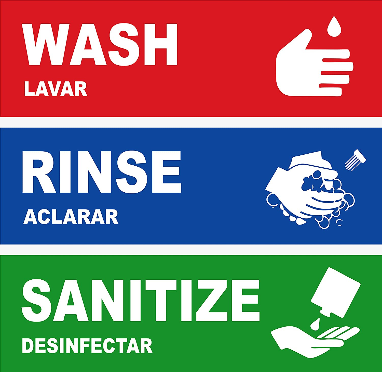 Wash, Rinse, Sanitize Vinyl Decals - Napnameplates with Free Printable Wash Rinse Sanitize Signs