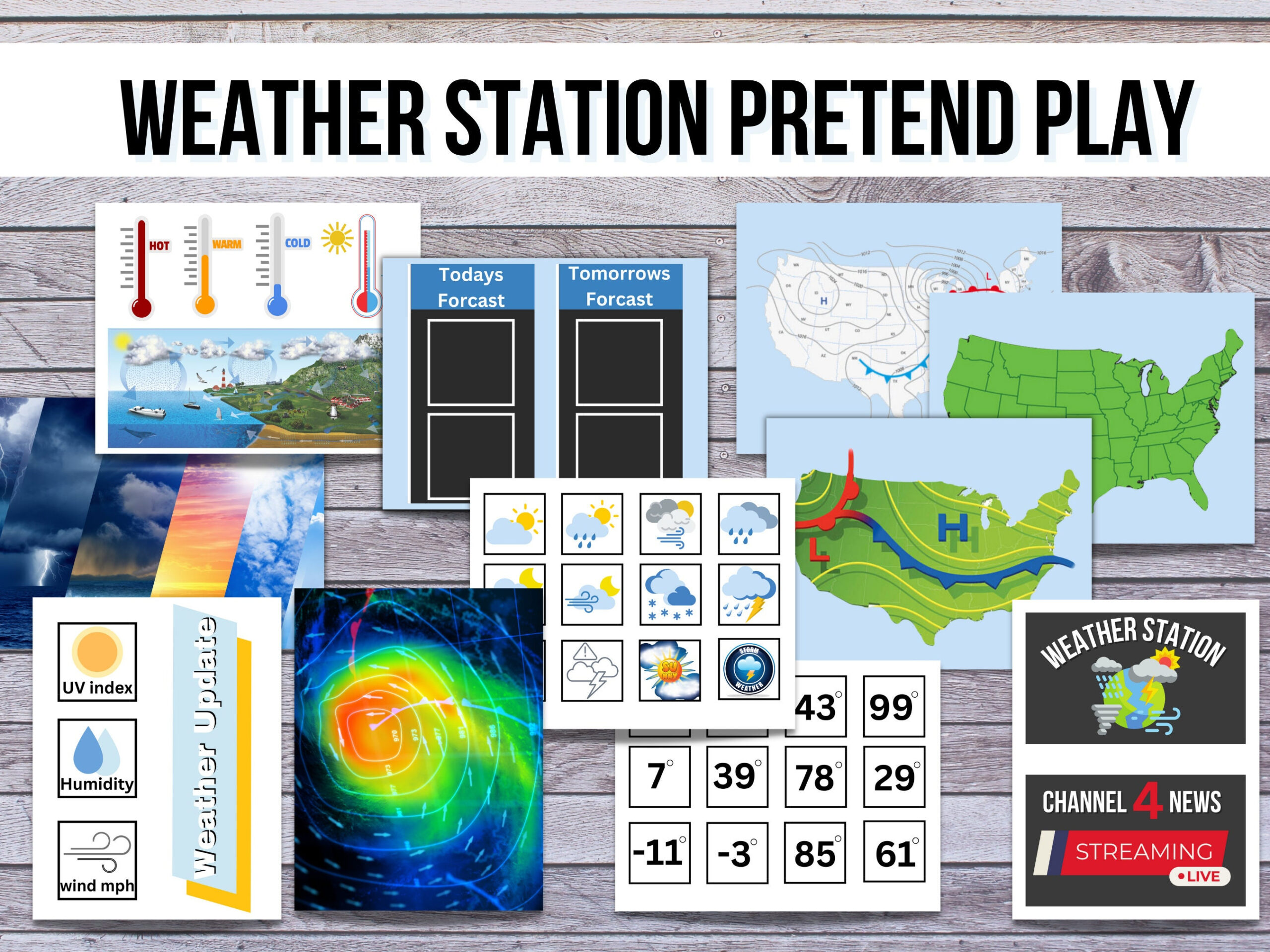 Weather Station Dramatic Play, Pretend Play, Classroom Dramatic intended for Weather Station Dramatic Play Free Printables