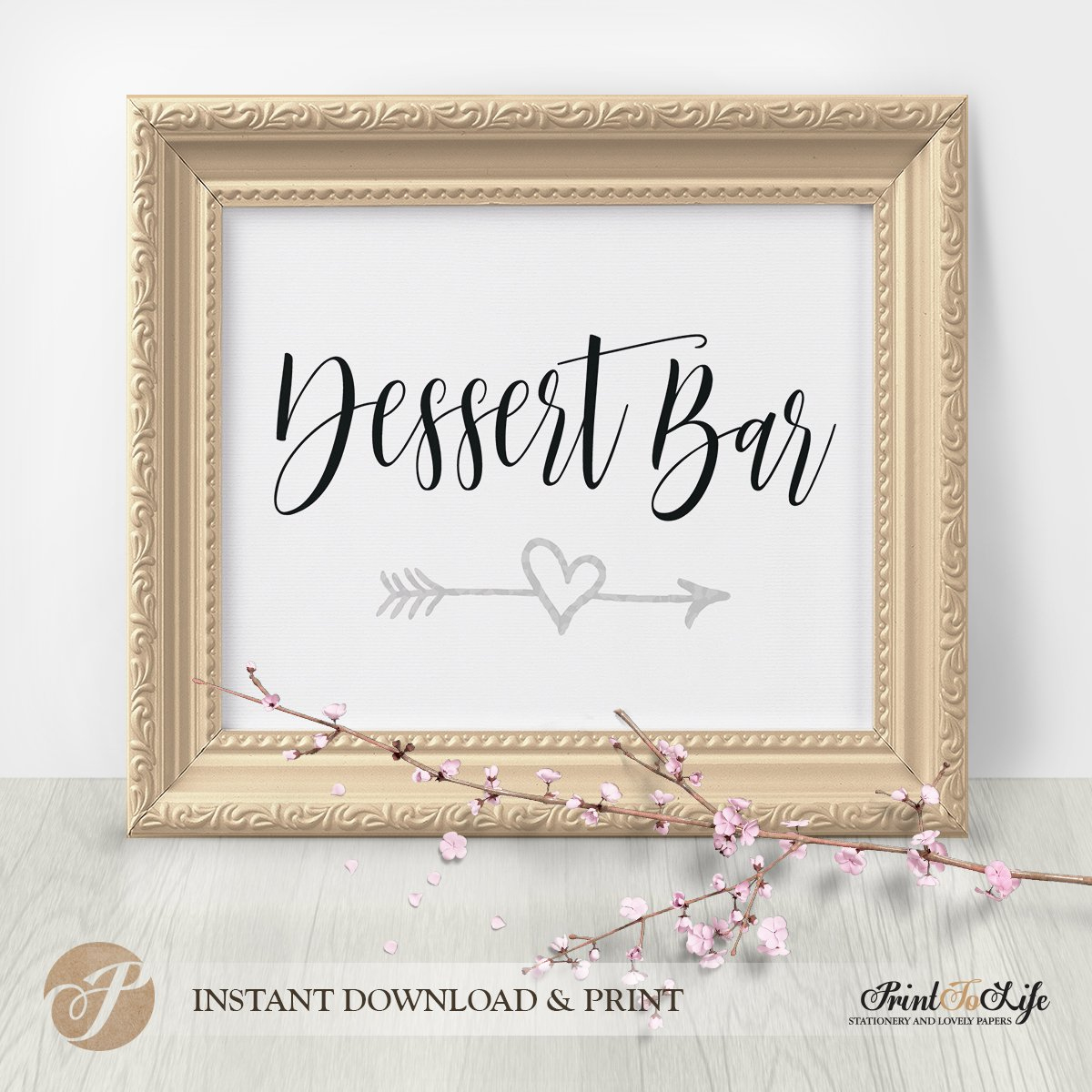 Wedding Dessert Sign, Dessert Bar Table Sign, Printable Template for Free Printable Dessert Table Signs