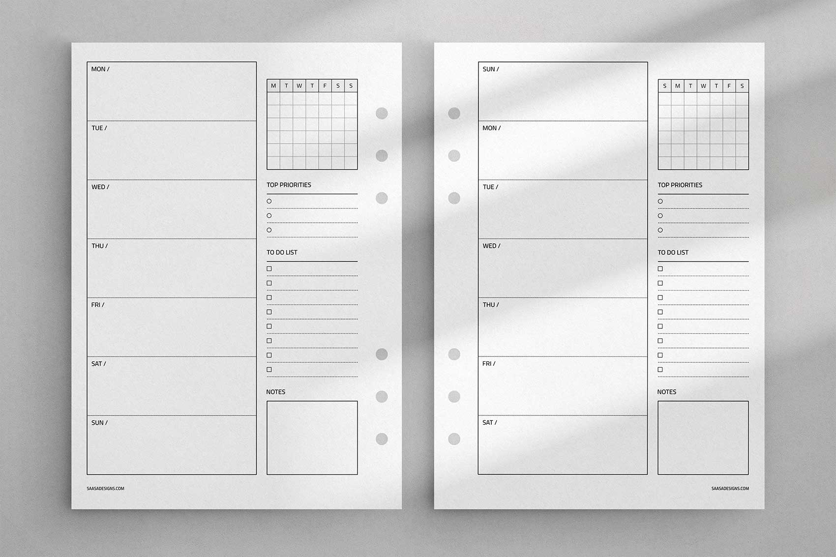 Weekly Planner Printable. Free Undated Planner Insert. in Free Printable A5 Planner