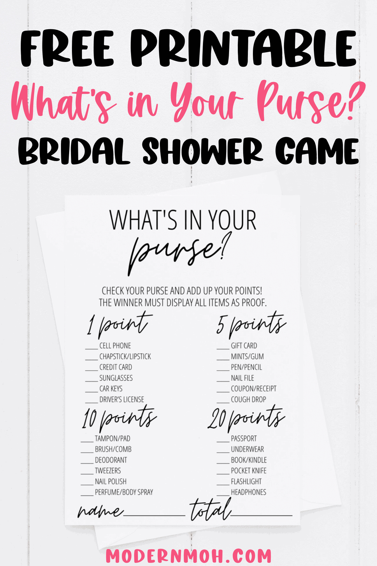 What&amp;#039;S In Your Purse? Game Free Printable | Modern Moh in Free Printable What&amp;#039;S In Your Purse Game Printable