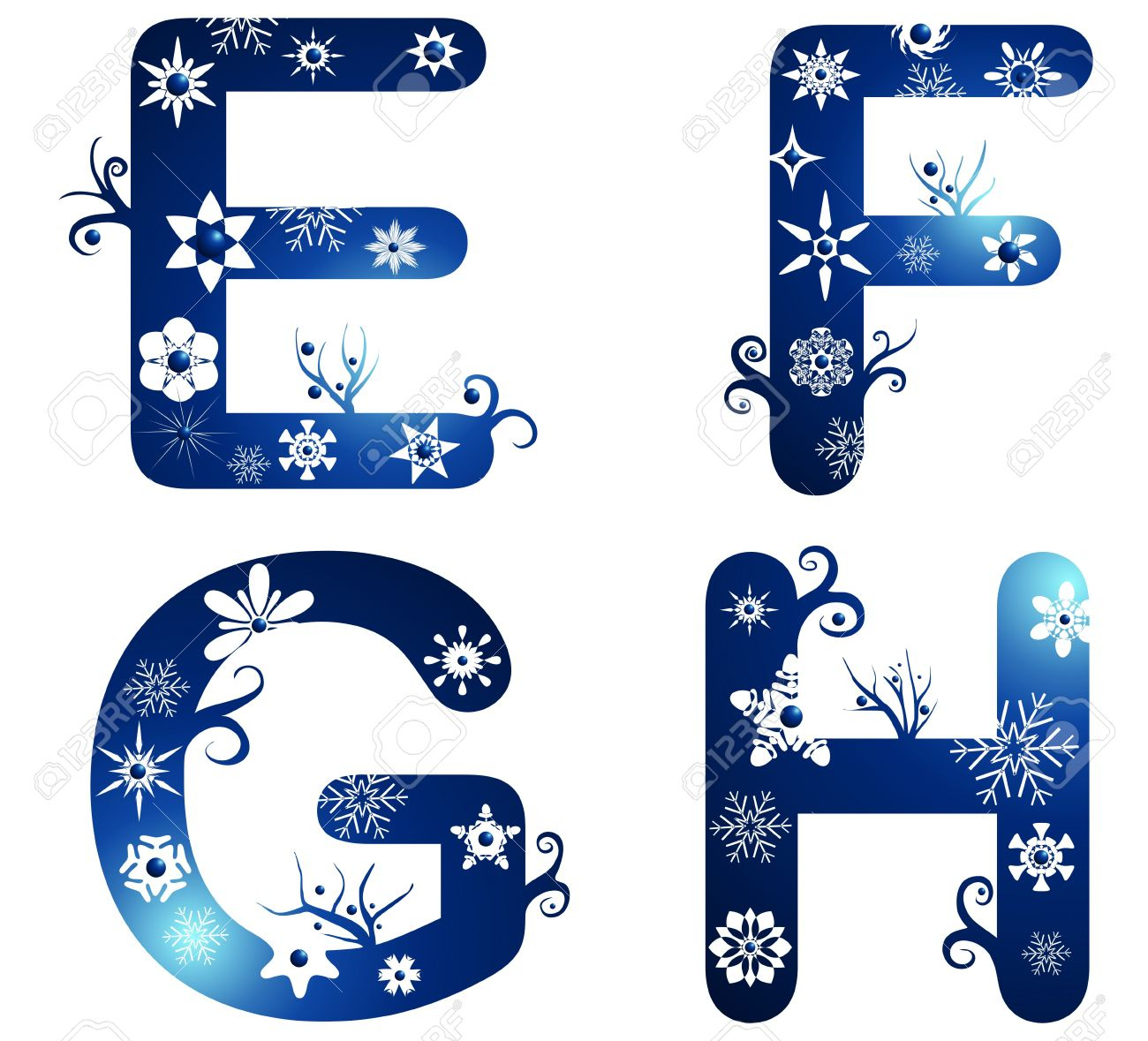 Winter Alphabet Set Letters E - H Royalty Free Svg, Cliparts regarding Free Printable Winter Alphabet Letters